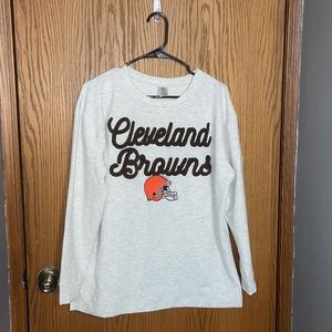 Large Heather Gray Cleveland Browns Long Sleeve Pullover